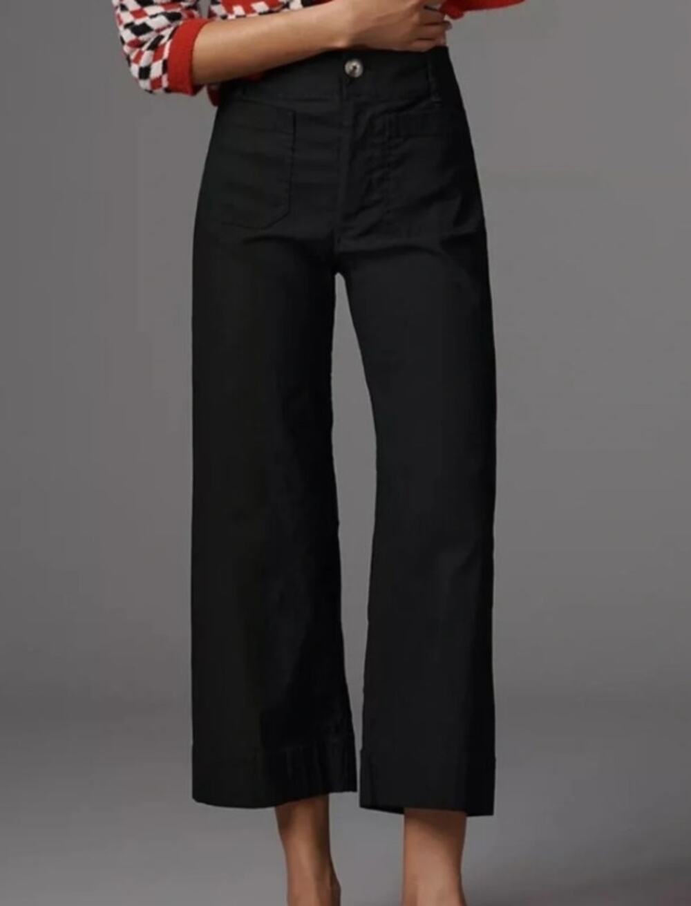 Maeve The Colette Wide Leg Linen Blend Pants, Black, Size 29